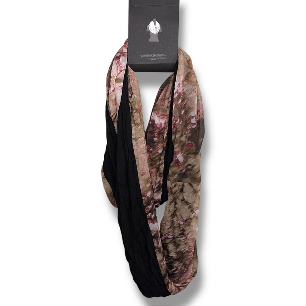 NEW Apt 9 Infinity Style Scarf Black Beige Pink Rose